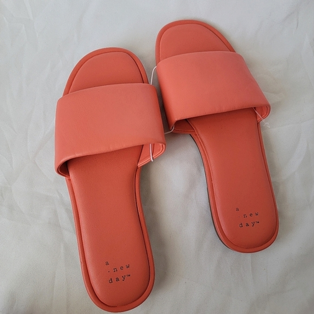 Women's Lulu Slide Sandals | Coral Orange | A New Day